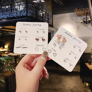 S925 Silver Needle Earrings Set for women, simple and beautiful, exquisite mini earrings, jewel gift, wholesale, direct sales, new 8 Main Wholesale Sales - №5