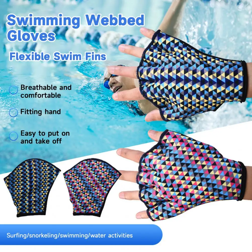 

1 Pair Swimming Webbed Gloves Water Resistance Beginner Aquatic Gloves Diving Swimming Training Hand Fins Paddles Swimmer Gear