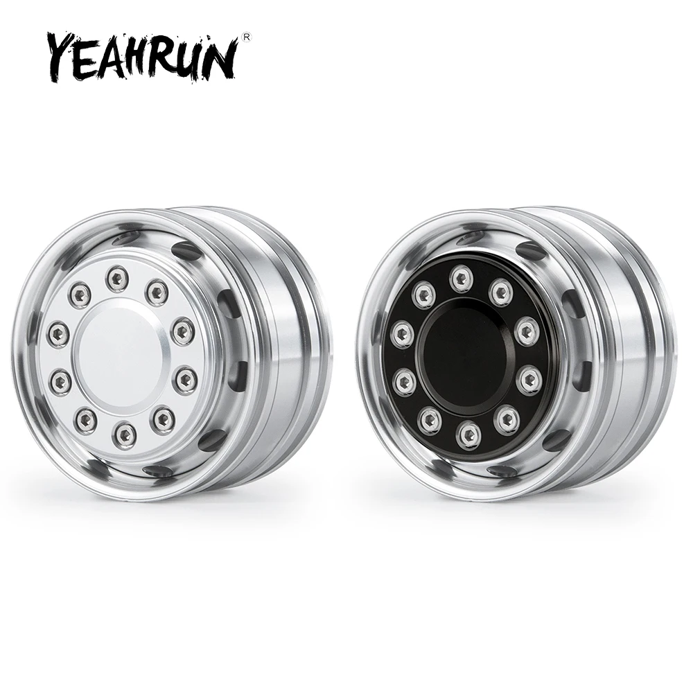 YEAHRUN Aluminum Alloy Front Wheel Rim Hub 10 Spoke Hexagonal for 1/14 Tamiya Trailer Tractor Truck RC Car Model Upgrade Parts