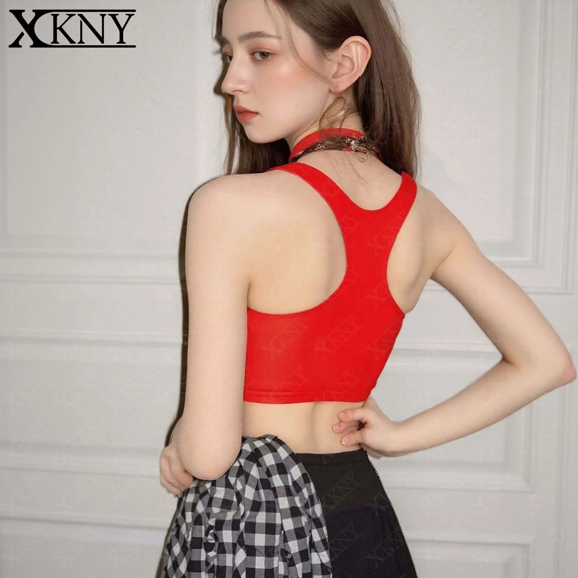 

XClocKNYoung glossy vest elastic versatile bottomed shirt sleeveless suspender oil glossy vest sports Yoga swimming underwear