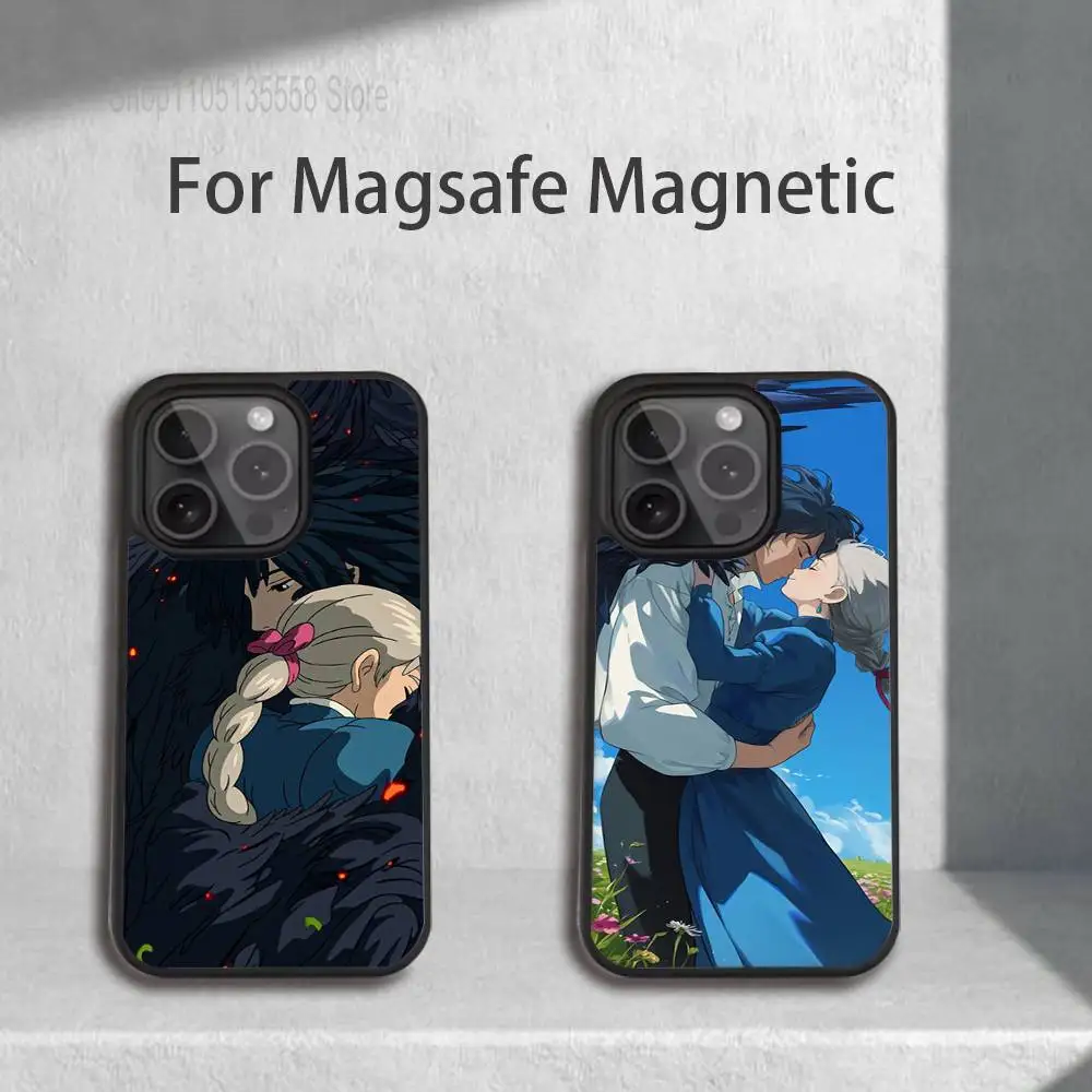 حافظة هاتف H-Howl Anime s-Sophie لهاتف iPhone 17,16,15,14,13,12,11,Pro,Max,Plus,Mini,SE4,E شحن لاسلكي مغناطيسي Magsafe