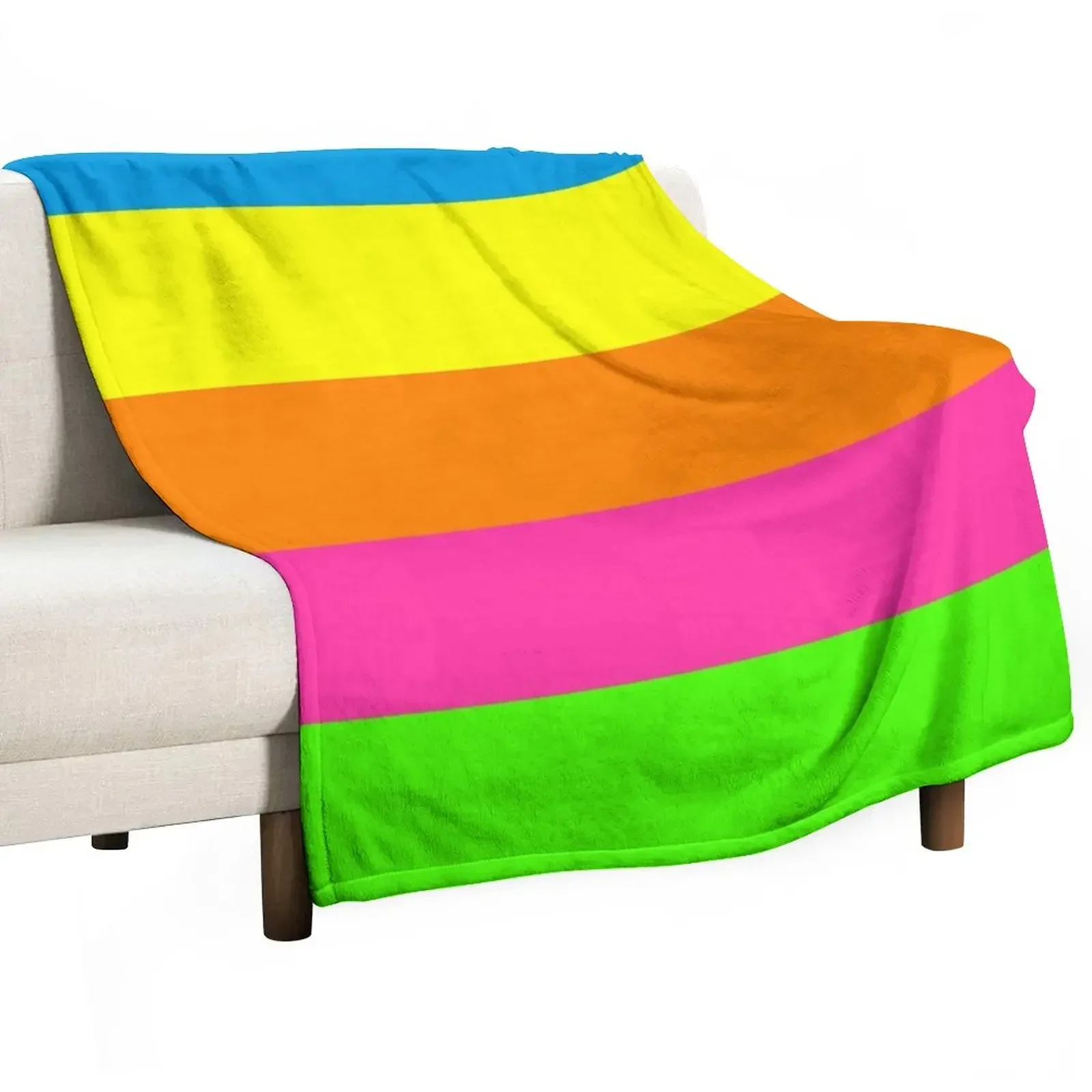 

PLAIN SOLID NEON FLUORESCENT RAINBOW STRIPES 5 COLORS Throw Blanket Polar heavy to sleep Blankets