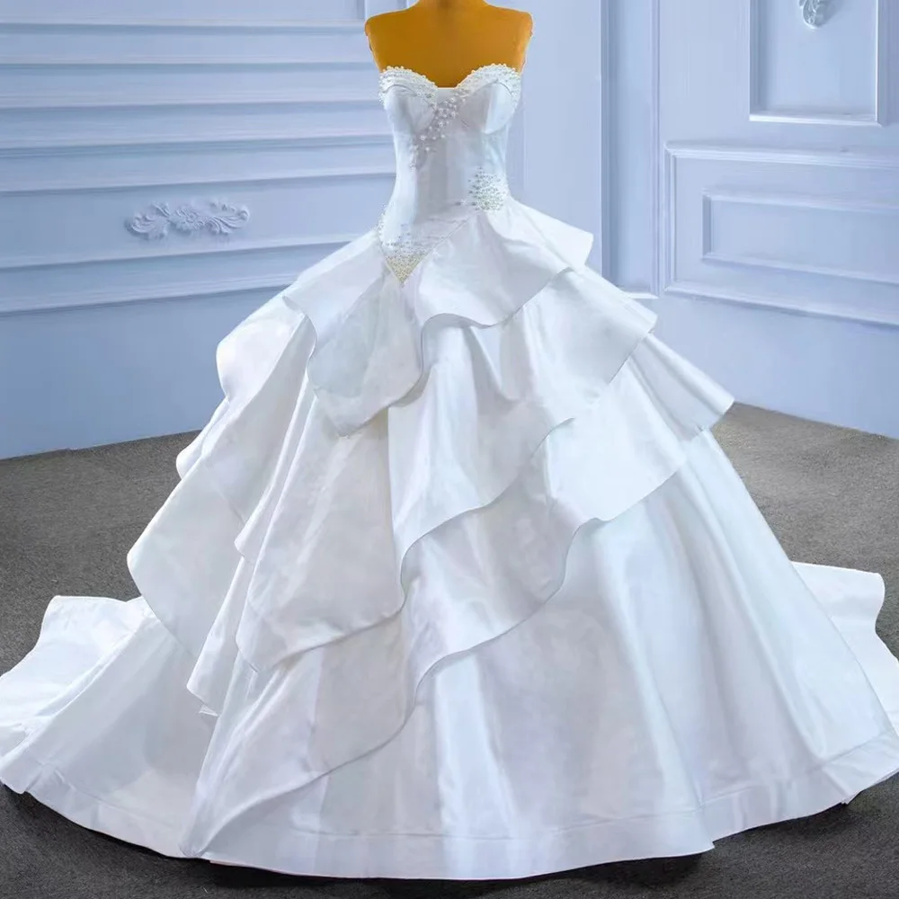 

Роскошное свадебное платье без рукавов в форме сердца, бальное платье со шнуровкой сзади и жемчугом, многоуровневое, настраиваемое, Vestidos De Novia