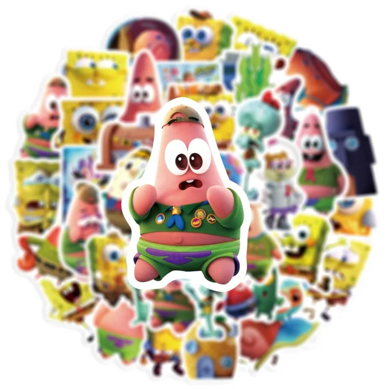 50PCS SpongeBob SquarePants Patrick Star Stickers Guitar Cup Refrigerator Notebook Luggage Decorative Stickers Wholesale