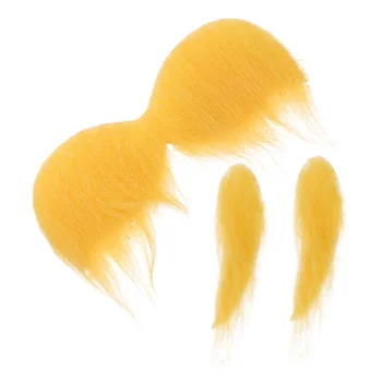 가짜 콧수염 재미있는 노란색 코스프레, 얼굴 코스튬 수염, 눈썹, 오렌지, 자기 접착 짧은 다크 브라운 노인, 1600X900X020cm