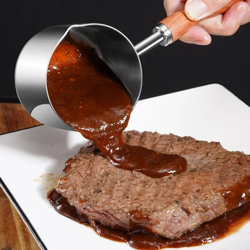 

Мини-суповая кастрюля из нержавеющей стали 304 с деревянной ручкой, противень для приправ, маленькая кастрюля для приготовления соусов, нагревательное молоко, кухня