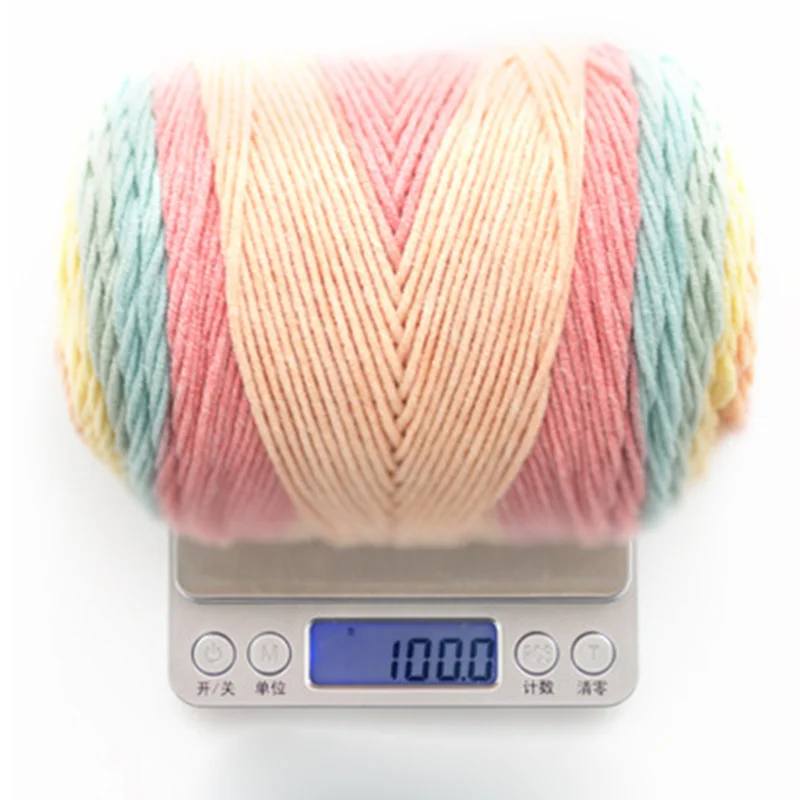 100G/Ball Rainbow Cotton Yarn Segment Dyeing 5 Ply of Milk Cotton DIY Hand Knitted Sofa Cushion Pillow Yarn 193m Crochet Yarn