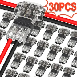 30/1x Wire Connector Terminal Block No Stripping T-Shape 2 Pin 2 Way Wire Connector for LED Strip Automotive - Copper Contact