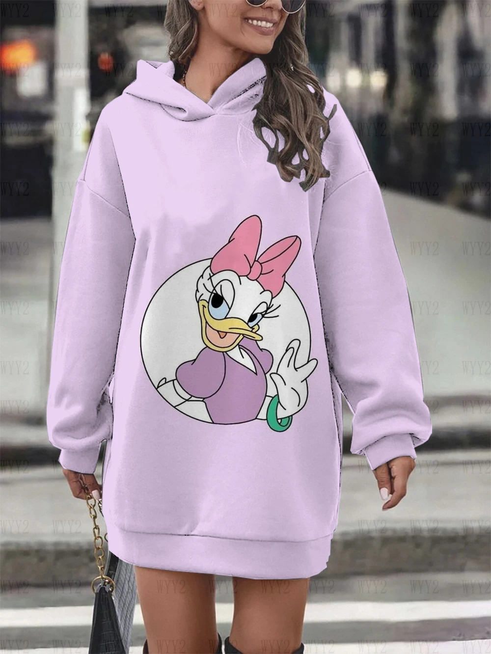 

Весенне-осенняя женская толстовка-свитер с капюшоном и принтом «Дональд Дак», повседневное простое женское платье с капюшоном в уличном стиле