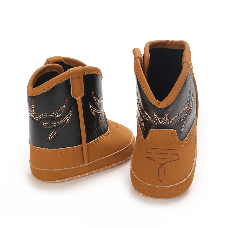 Modische neue 0-18M Baby-Stiefel aus PU-Leder mit Print, hohe Lederstiefel mit weicher Sohle für Kleinkinder zum Laufenlernen. – Detail 8