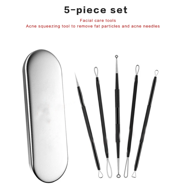 5pcs Stainless Steel Acne Removal Needles Pimple Blackhead Remover with Travel for Case Professional Face Skin for Drop Shipping