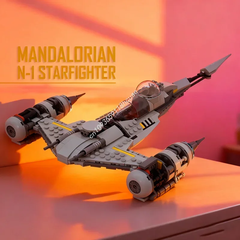 

437pcs MOC Mandalorian N 1 Starfighter Starry Sky Wars Model Building Blocks Assemble DIY Creative Toy Brick Festival Gift