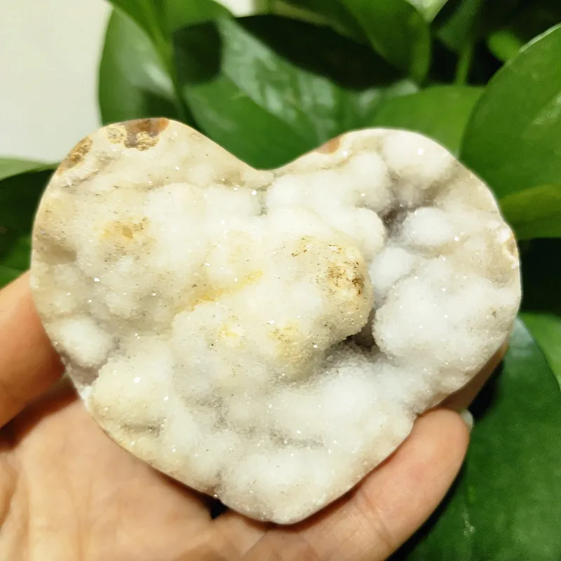 Natural Stone Crystal Druzy Agate Heart SymbiosisMineral Specimen Home Decoration Warding Off Evil