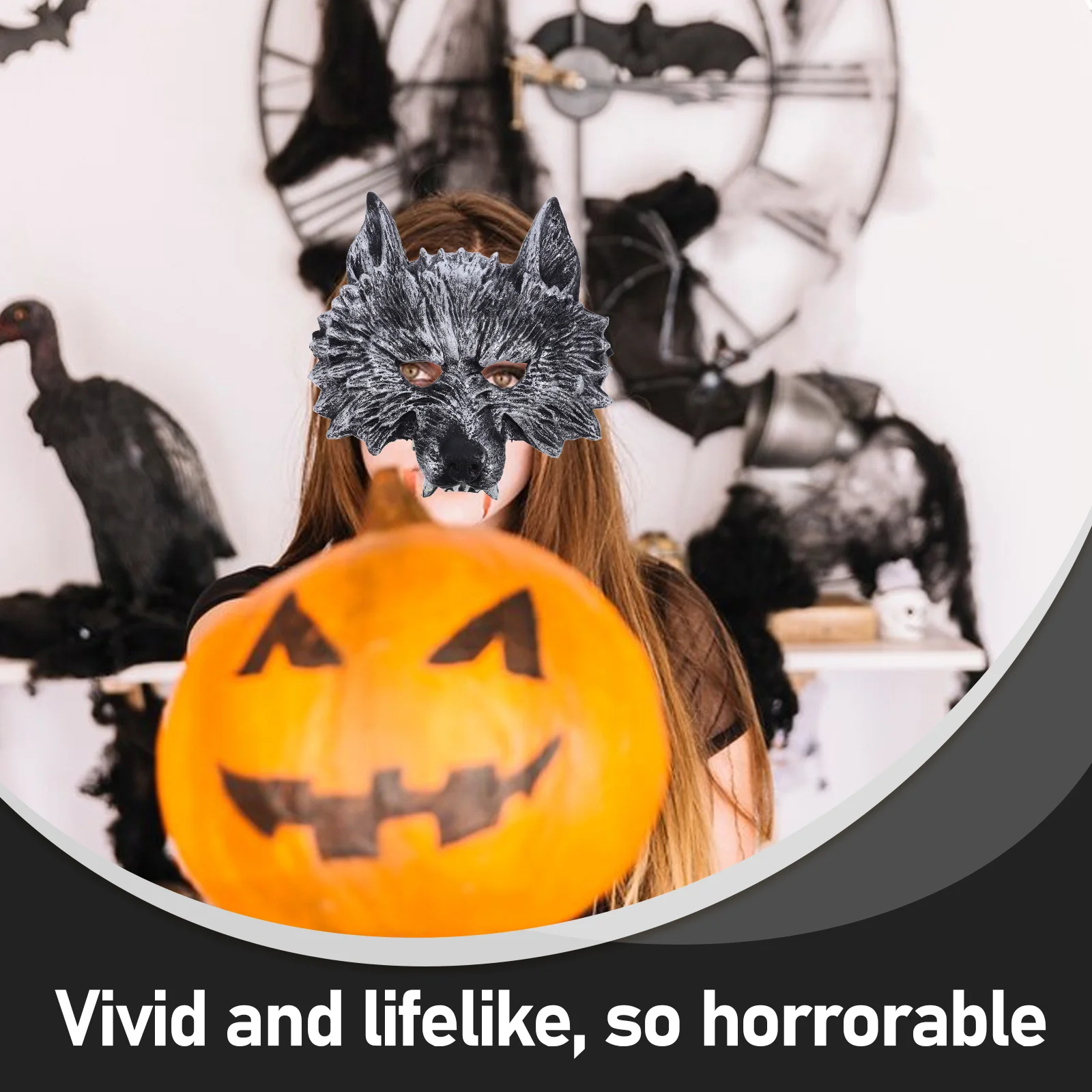 1 zestaw 1 Zestaw Maska Wilka Rękawice Winylowa Maska Horror Kostium Maski dla Kobiet i Mężczyzn na Halloween Imprezę Taneczną Występ Hip Hop Akcesoria do Odgrywania Ról