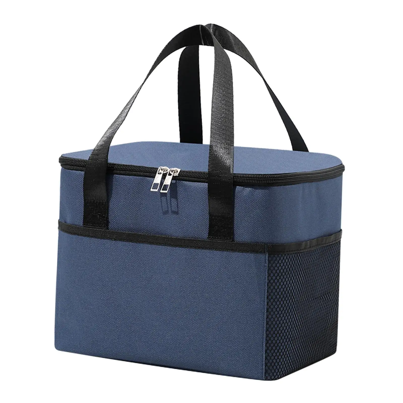 Insulated Cooler Bag with Zipper Closure Durable Warmer Fresh Keeping Portable Tote Bag for Picnic Beach Office Party