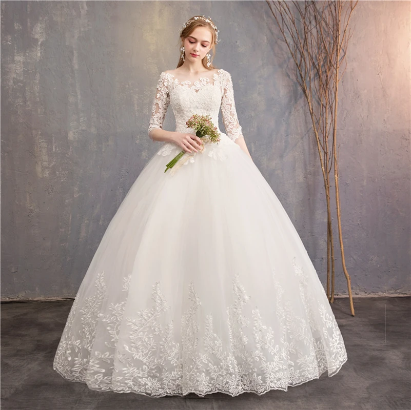 

Buteaful Elegance Half Sleeve Luxury Lace Illusion Wedding Dress 2023 Vestidos de novia Sweetheart 100cm Train Embroidery Gown 7