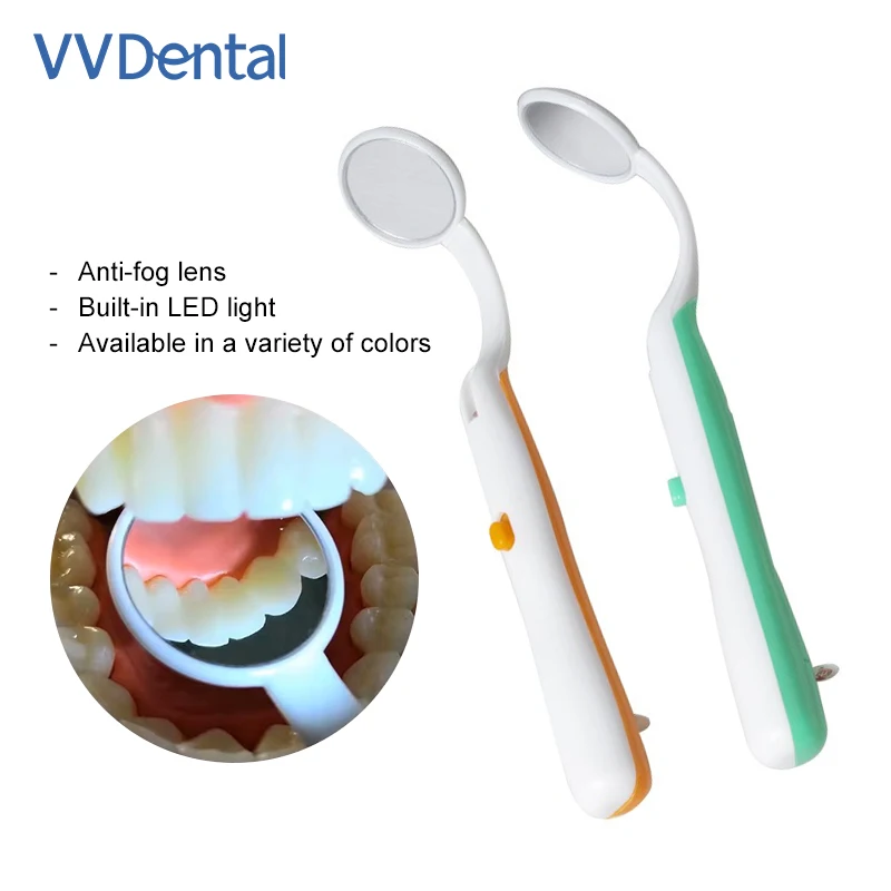 VVDental 5 Pcs Dental LED Light Mouth Mirror Mouth Speculum Tooth Anti Fog Dental Mirror With Light Oral Dentist For Inside Tool