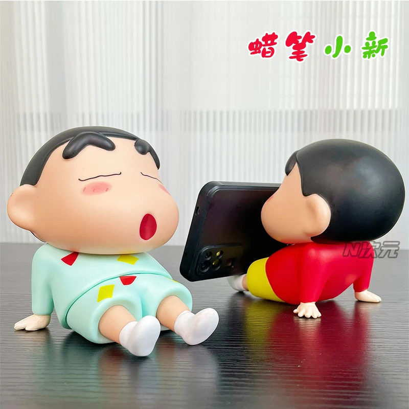 Crayon Shin Chan Mobile Phone Holder Cute Anime Desktop Ornament Figure Cute Doll Anime Trendy Gift Mobile Phone Holder