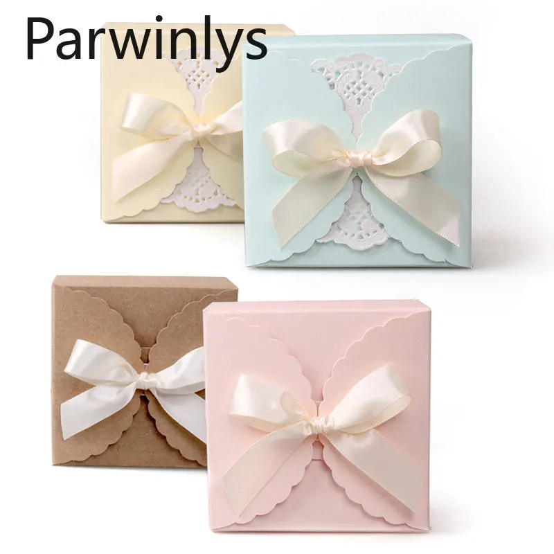 

20-135 PCS Paper Square Gift Box Baking Candy Folding Small Gift Packaging Handmade Soap Cookie Candy Pastry Wholesale Wedding