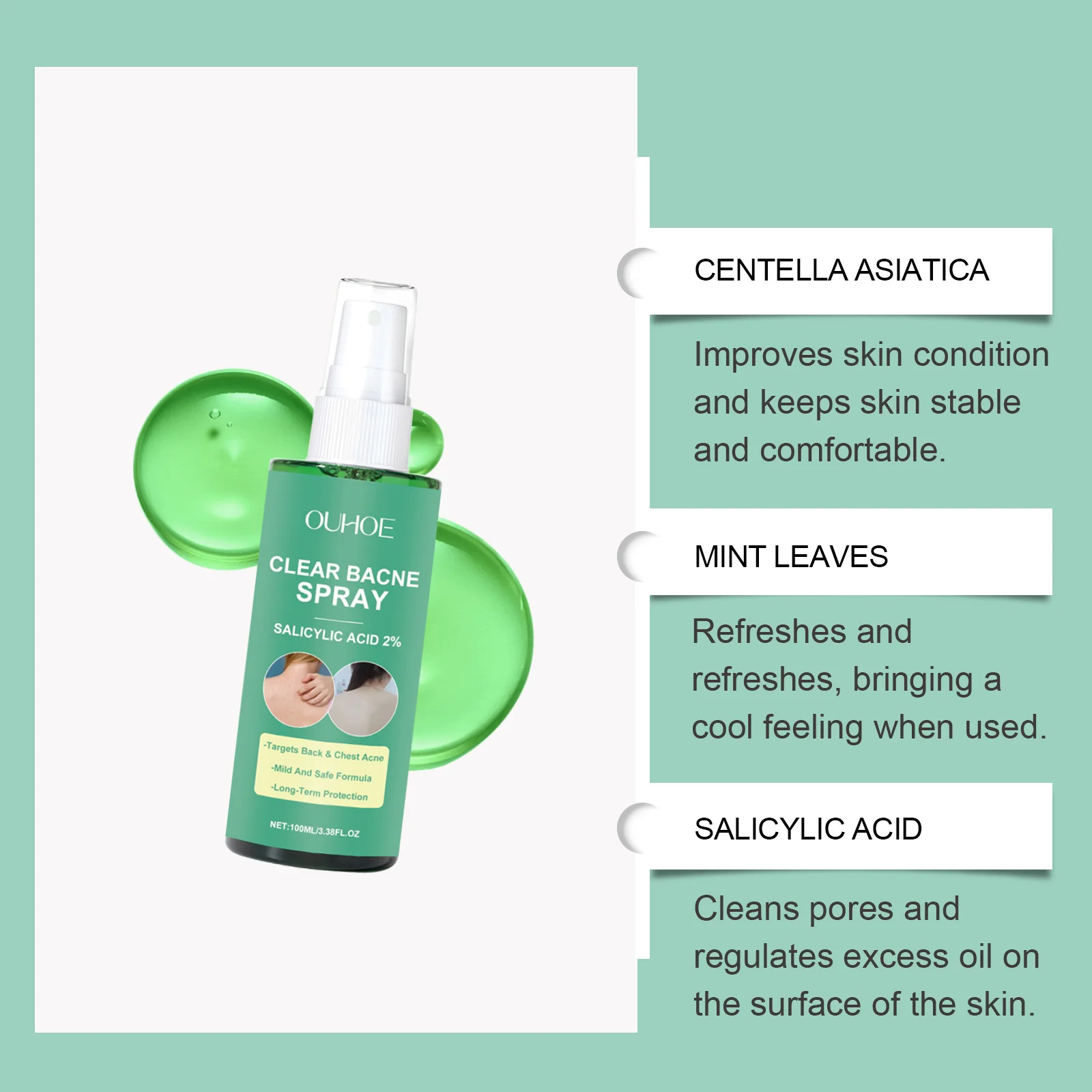Back Acne Treatment Spray Anti Marks Spot Moisturizing Repairing Soothe Oil Control Shoulder Breast Body Pimples Remover Spray - view 6