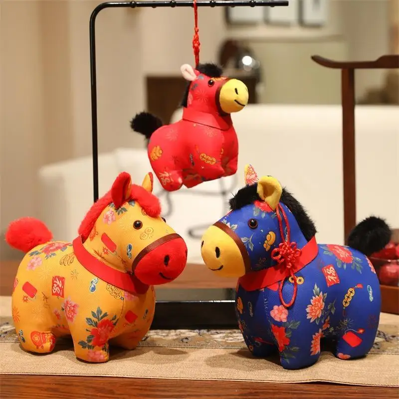 Xm1pc Borsa appesa Zaino Fascino Regalo di Capodanno Anno del cavallo Bambola mascotte Lucky Pony Cavallo Peluche Bambola Giocattolo Portachiavi Ciondolo