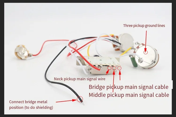 

Схема электрогитары в сборе ST 1T1V, ручка громкости, тона, пятискоростной переключатель, одинарный, двойной для деталей и аксессуаров для музыкальных инструментов