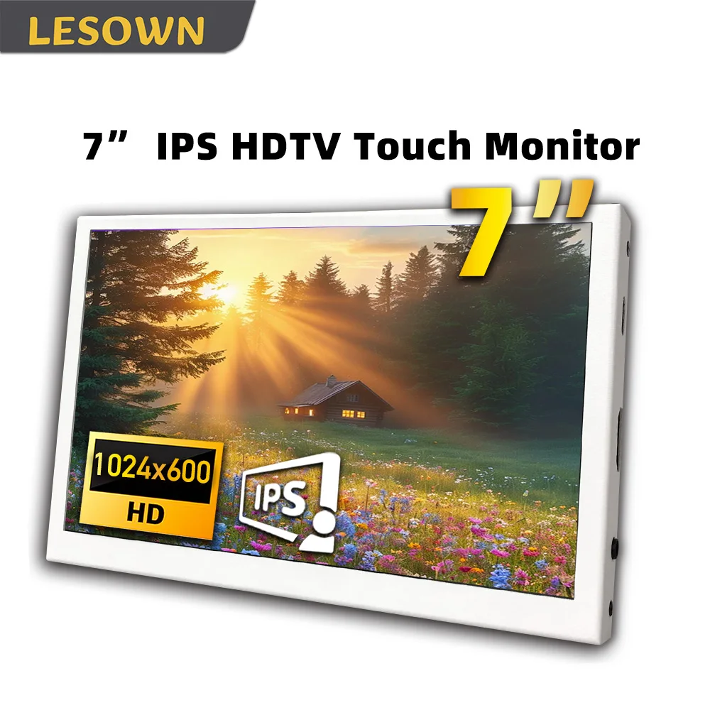 

LESOWN 7 Inch 1024x600 IPS Portable USB HDMI Monitor Compact Screen for Laptop PC Gaming Consoles Travel & Entertainment Use