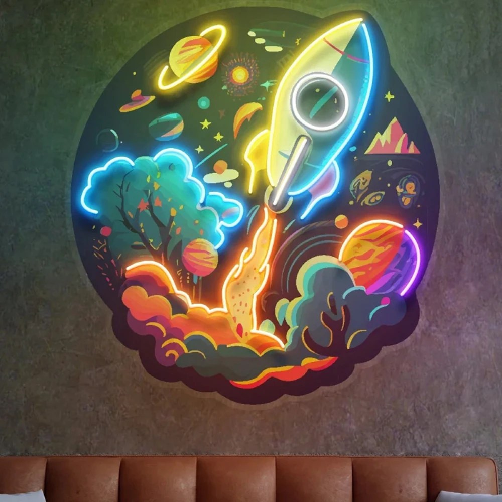 

Astronaut Neon Light Sign Rocket Led Neon Light Handmade Custom Bedroom Living Room Decor House Home Wall Artwork Acrylic