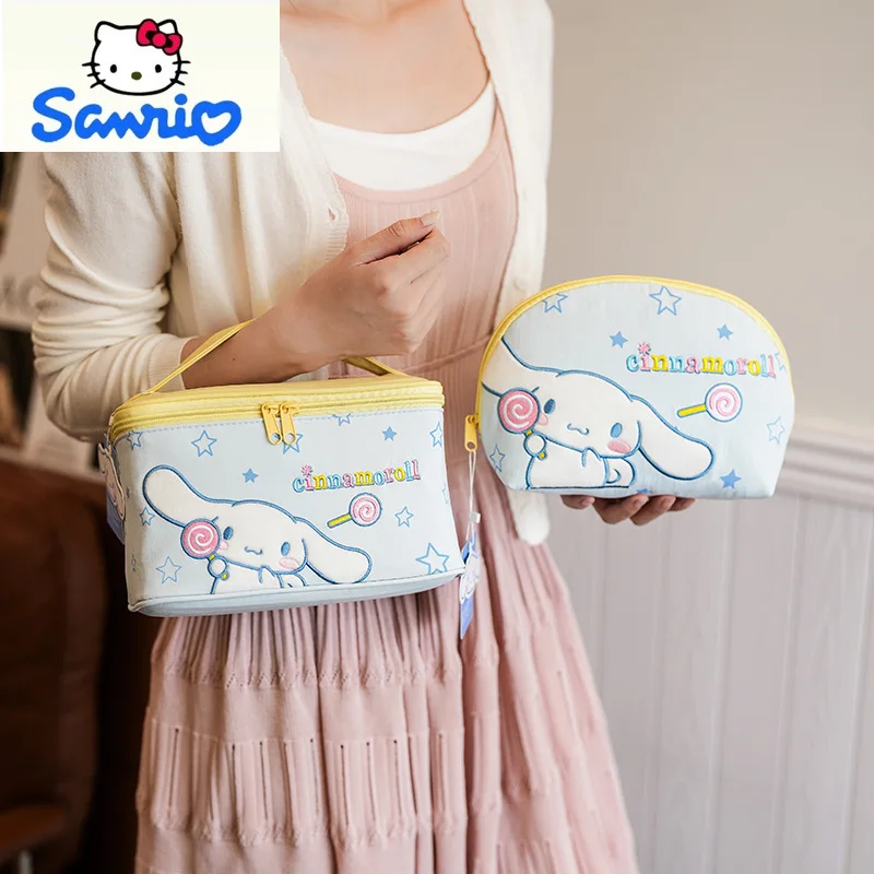 

Sanrio 3D модная женская косметичка с вышивкой Hello Kitty, большая вместительная дорожная портативная сумка для хранения