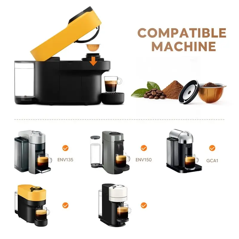 Reusable Filters And Creamy Coffee Capsule Shells For Nestlé Vertuoline Next 2Pc