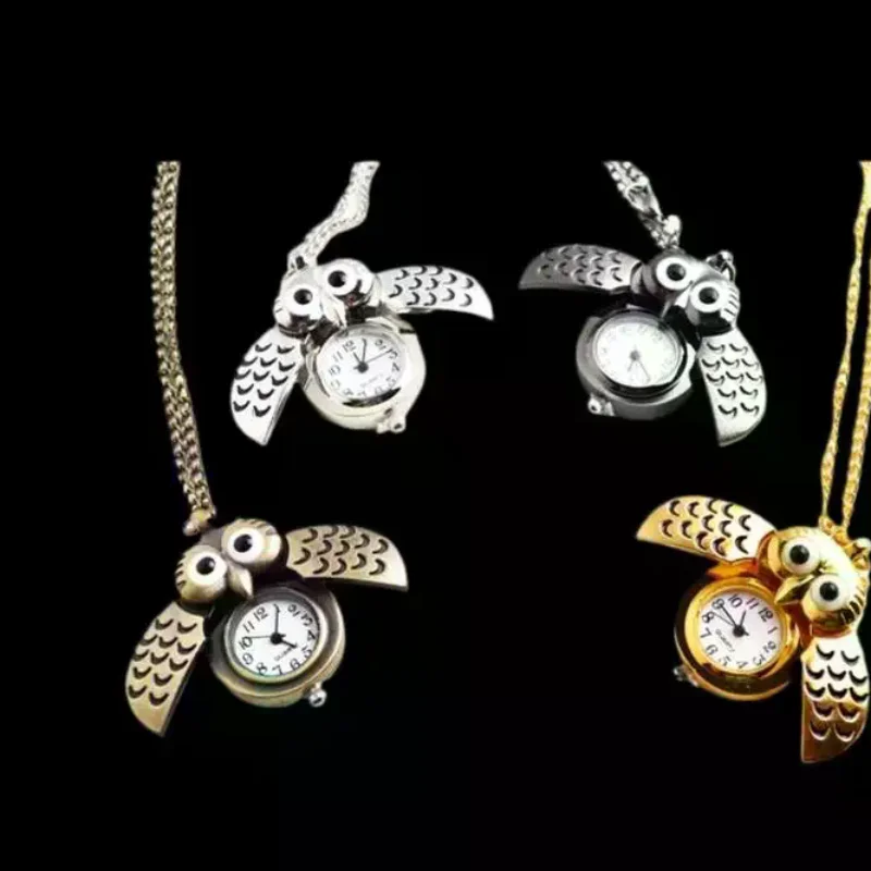 

Модные винтажные часы-подвеска в форме совы из сплава для мужчин и женщин, длинная цепочка, подарки на день рождения