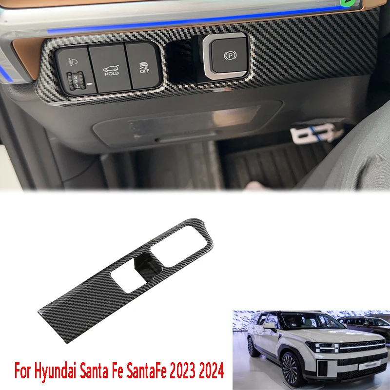 For Hyundai Santa Fe SantaFe 2023 2024 ABS Carbonfiber Car Headlight Adjustment Switch Control Button Cover Trim Accessories