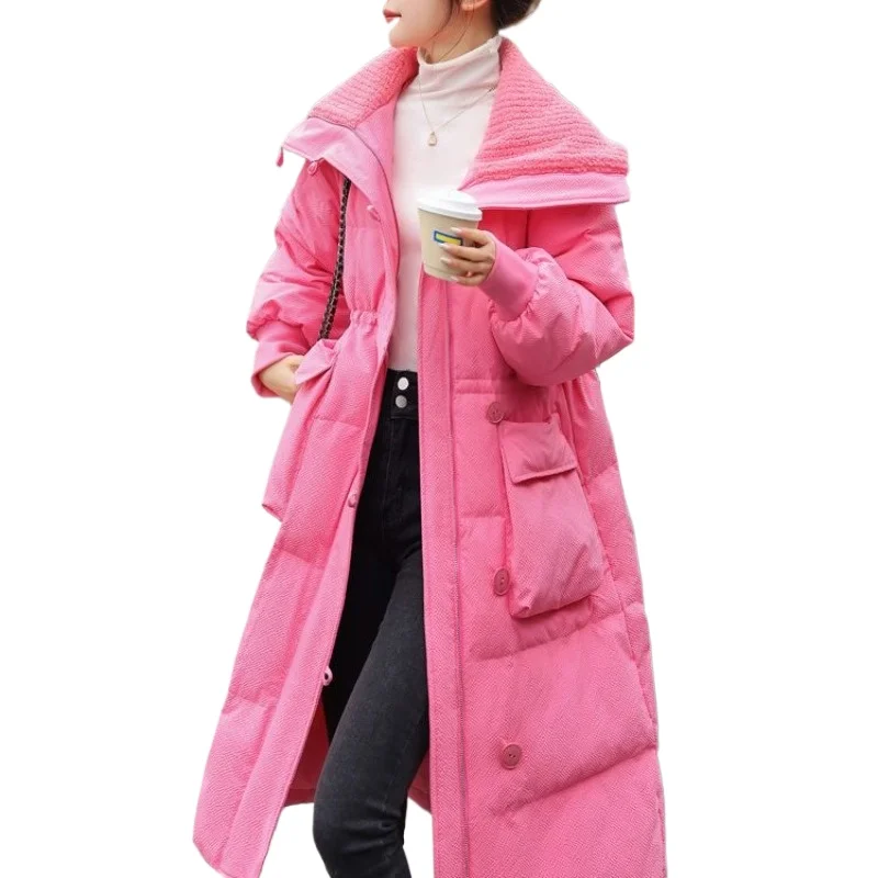 

Vintage Winter Women Cotton Jacket Thickened Warm Quilted Jacket Coats Casual Long Large Lapel Cotton Jacket Baggy Elegant Coats