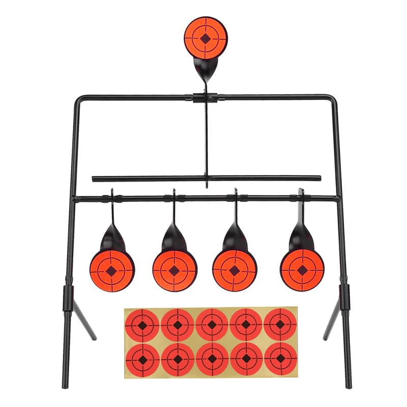 5Target Rotatable Hunting Shooting Target With Sticker Self Resetting Spinning Pistol Air Gun Rifle Metal Target Set Accessories