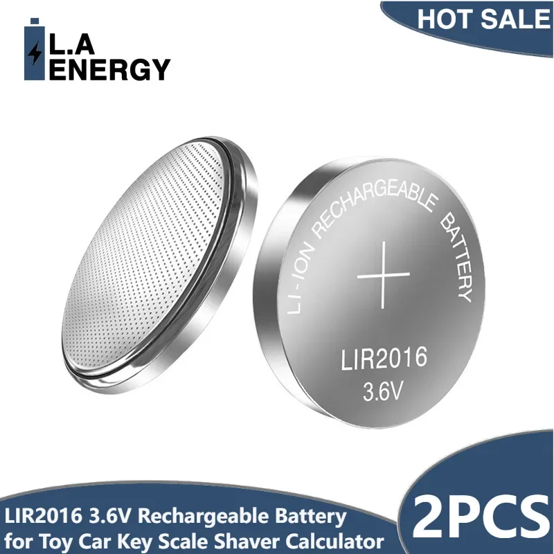 

2PCS LIR2016 LIR 2016 3.6V Lithium Rechargeable Battery for Toy Car Key Scale Shaver Calculator Replaces CR2016