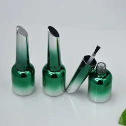 100Pcs 10ml Empty Green Nail Polish Bottles Glass Nail Gel Bottles With Brush Lid Paint Glue Bottles Nail Oil Bottles Container