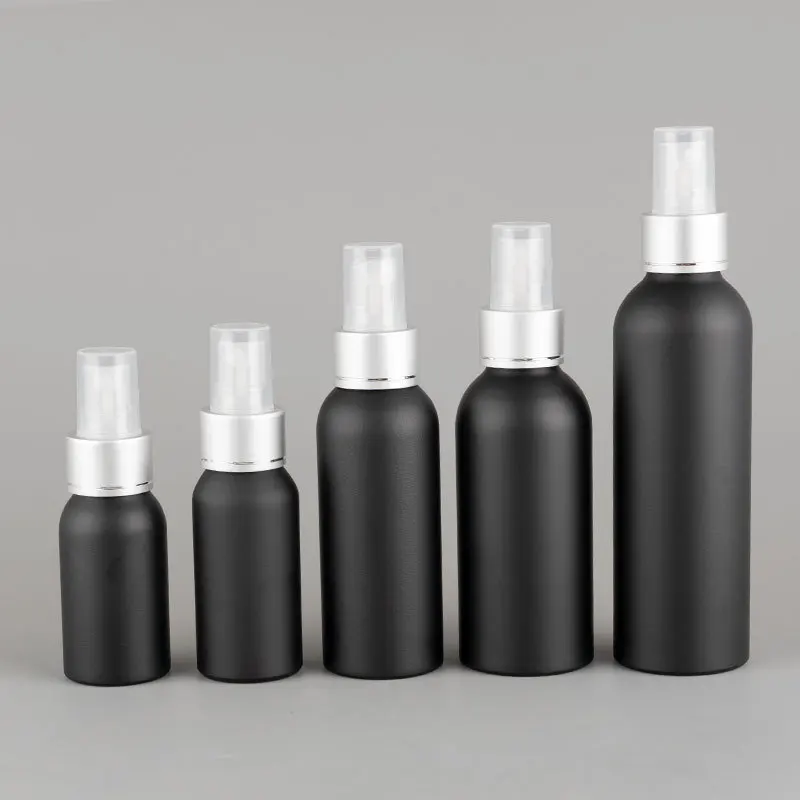 40ML-150ML X 20 Matte Black Sunscreen Spray Aluminum Bottle Perfume Sub Bottle With Anodized Aluminum Sprayer Hairdressing Water