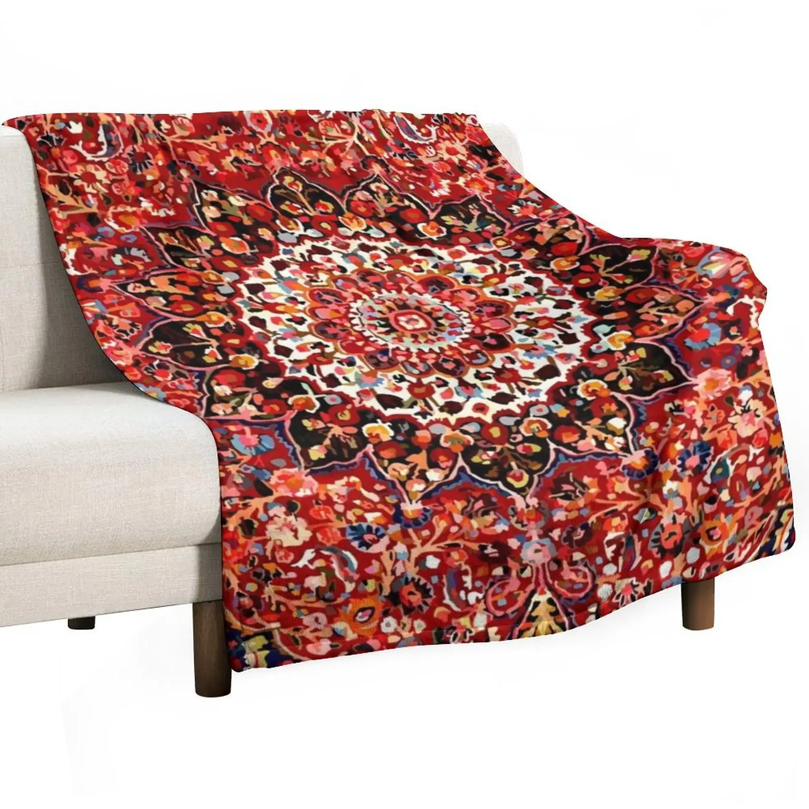 

Antique Floral Persian Rug Pattern Throw Blanket Luxury Sofa Throw Designers Picnic Blankets