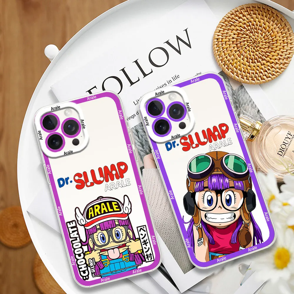 Cartoon Dr Slump Arale Phone Case for Samsung S24 S23 S22 S21 A55 A54 A35 FE PLUS ULTRA Transparent Bezel Shell