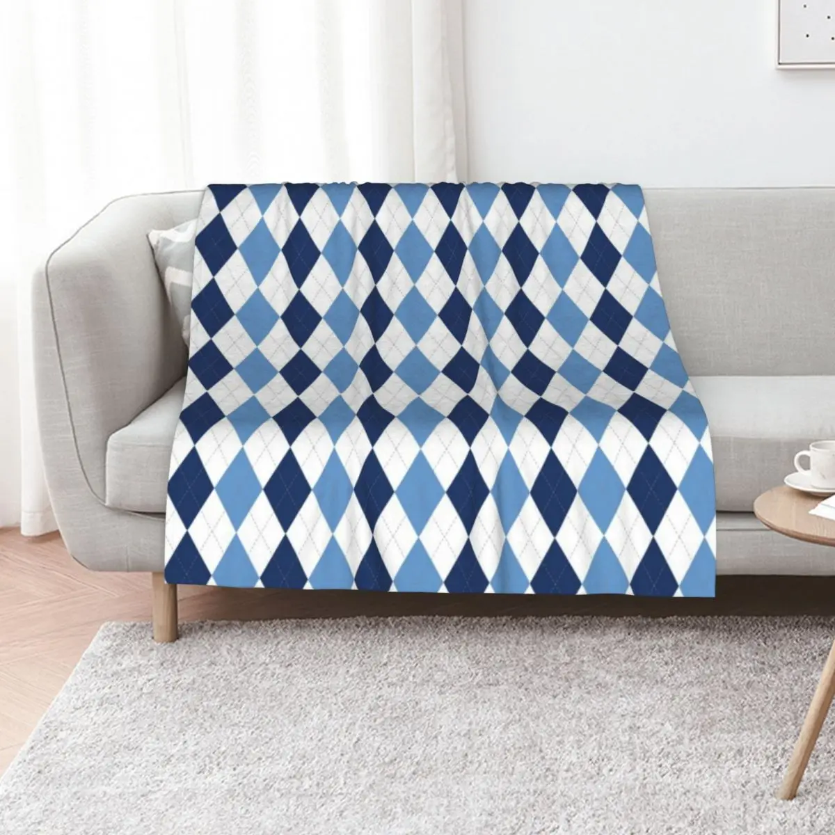 Navy/Carolina Argyle Throw Blanket anime for winter Thermals For Travel Blankets For Bed bed plaid Luxury Throw Blankets