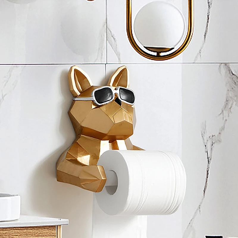 Cute Animal Paper Holder Toilet Roll Paper Tube Rack Hanging Toilet Paper Holder Washroom Wall Home Decor(Gold)