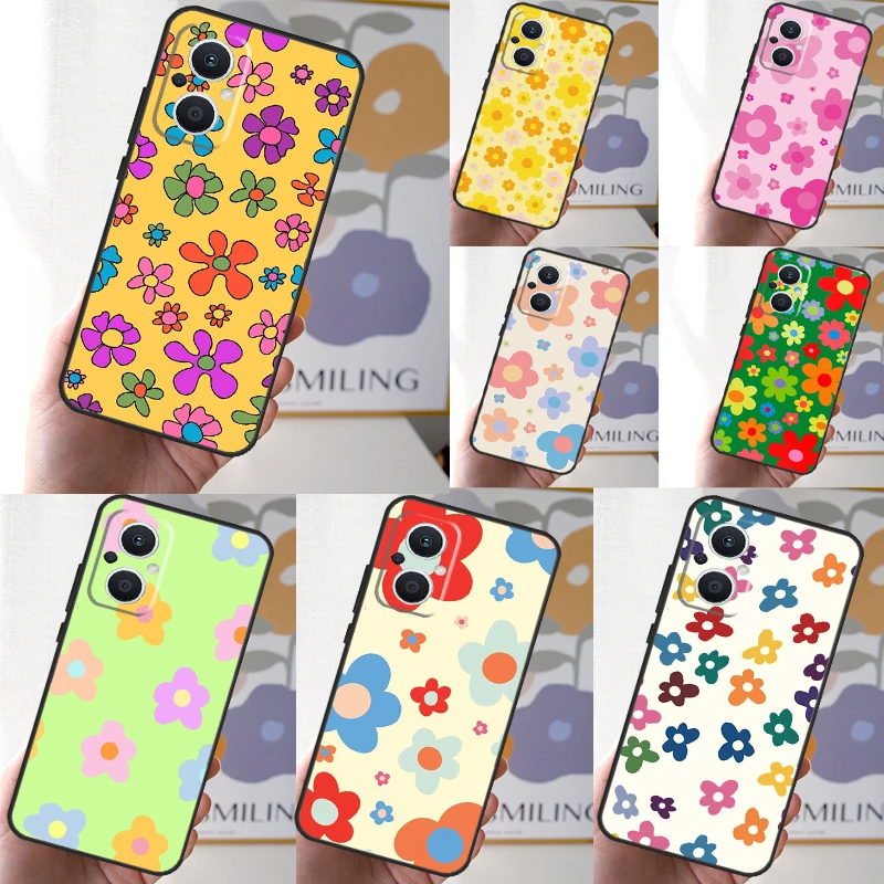 Groovy Pastel Flowers Bloom Daisies Phone Case For OPPO Reno 11 F 10 Pro 4 5 6 7 8 Lite 4Z 5Z 8T OPPO Find X6 X5 Pro X2 X3 Lite