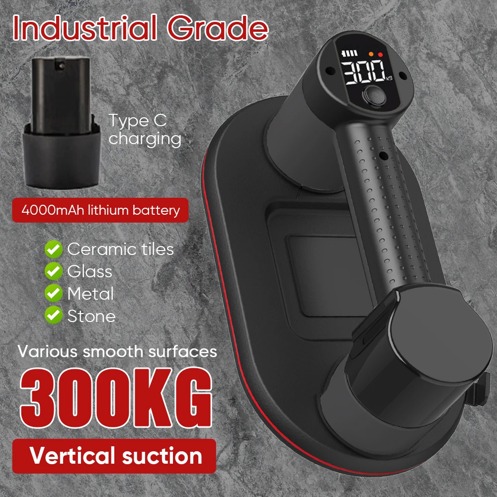 300KG Carico Elettrico Ventosa A Vuoto Pesante Sollevatore Display Granito Piastrelle di Vetro Ventosa Pompa di Aria Strumento di Sollevamento con Caricabatteria