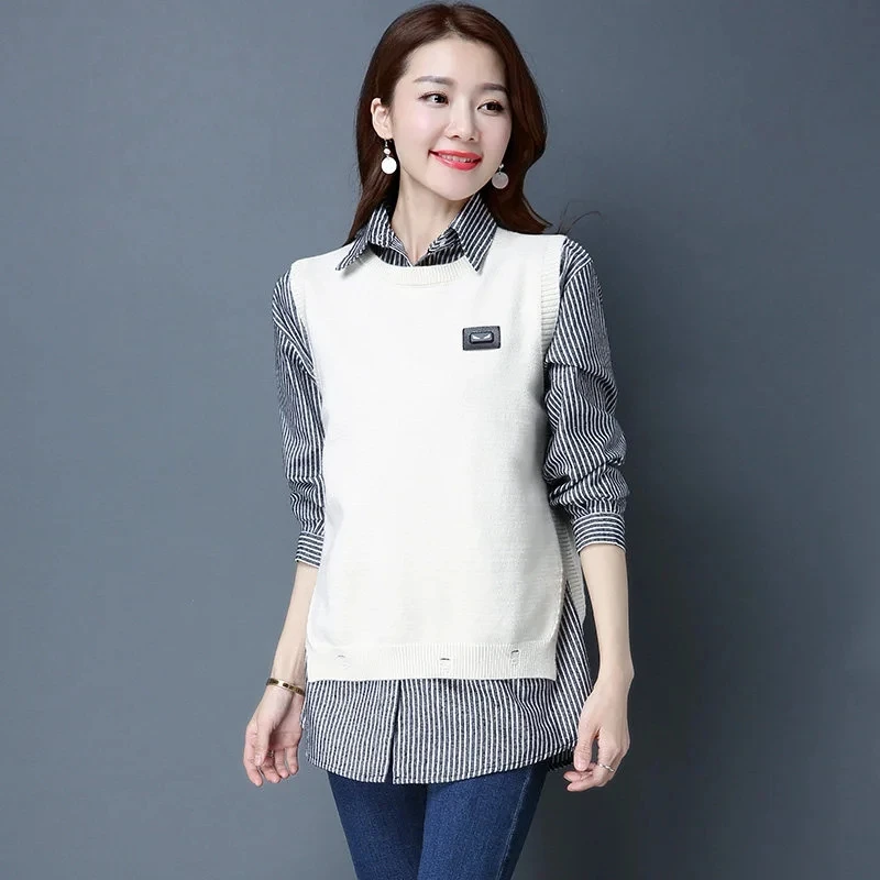 

Lady Fashion Knitted Vest Spring Autumn Women Leisure Sleeveless Sweater Vest Top Korean Female Waistcoat