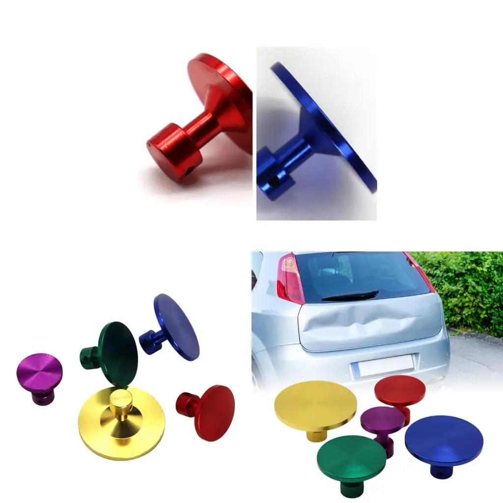 Cylindrical Stem Puller Heads, Five Count Aluminum Repair Set with Round Pulling Area, Assorted Diameters, Anodized Finish, and