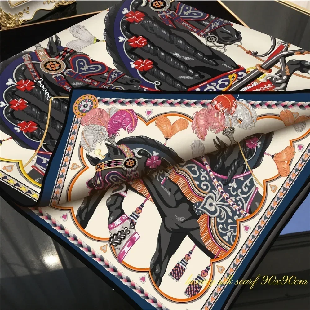 Gift Spring New Sweet Love Warhorse Versatile Decorative Curling Double-sided Heterochrome Large Square Scarf Chest Wrap Scarf
