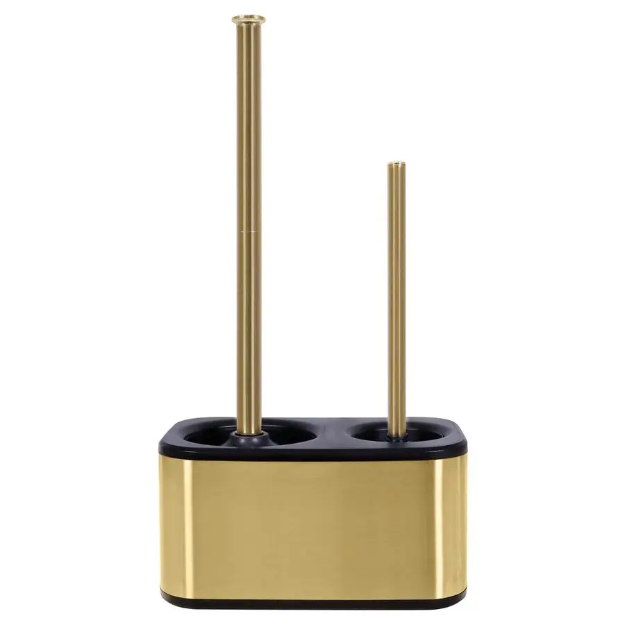 

Toilet Brush and Plunger Set with Holder, Sleek Minimalist Modern Gold Bathroom Accessories Toilet Plunger and Toilet Bowl Brush