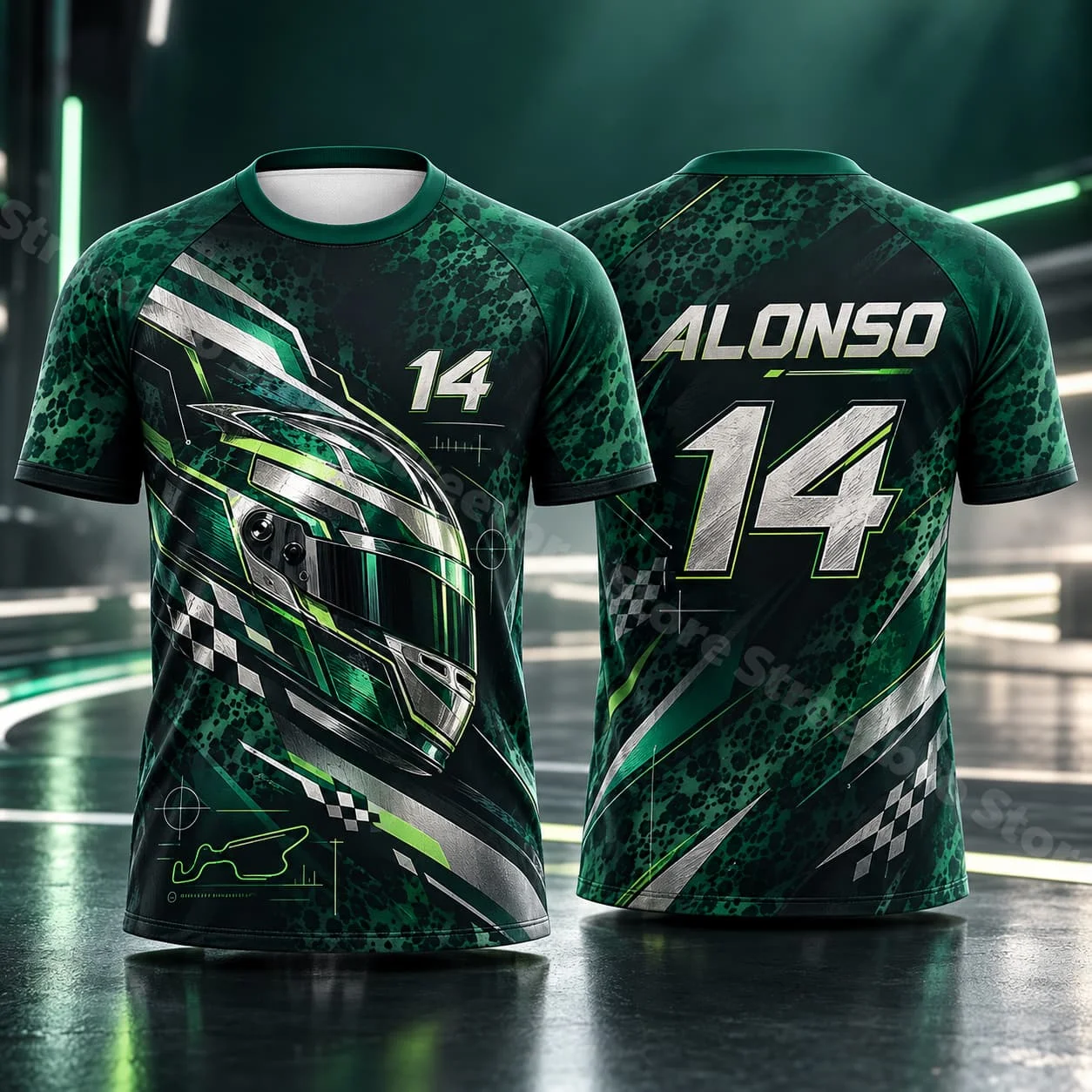 Alonso 14 Men's Racing T Shirt Summer Short Sleeve Casual Sporty Style Unisex Top For Streetwear Outdoor Activities Daily Wear