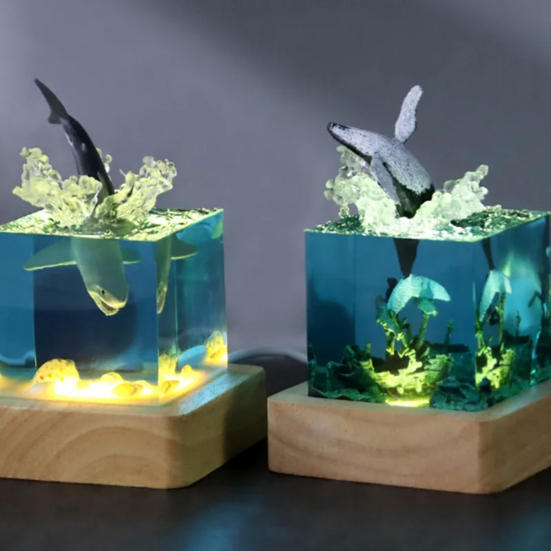 

Seabed World Table Light Ocean Humpback Whale Dolphin Megalodon Sahpe Resin Night Lamp Ornament 5cm Creactive Art Home Decor