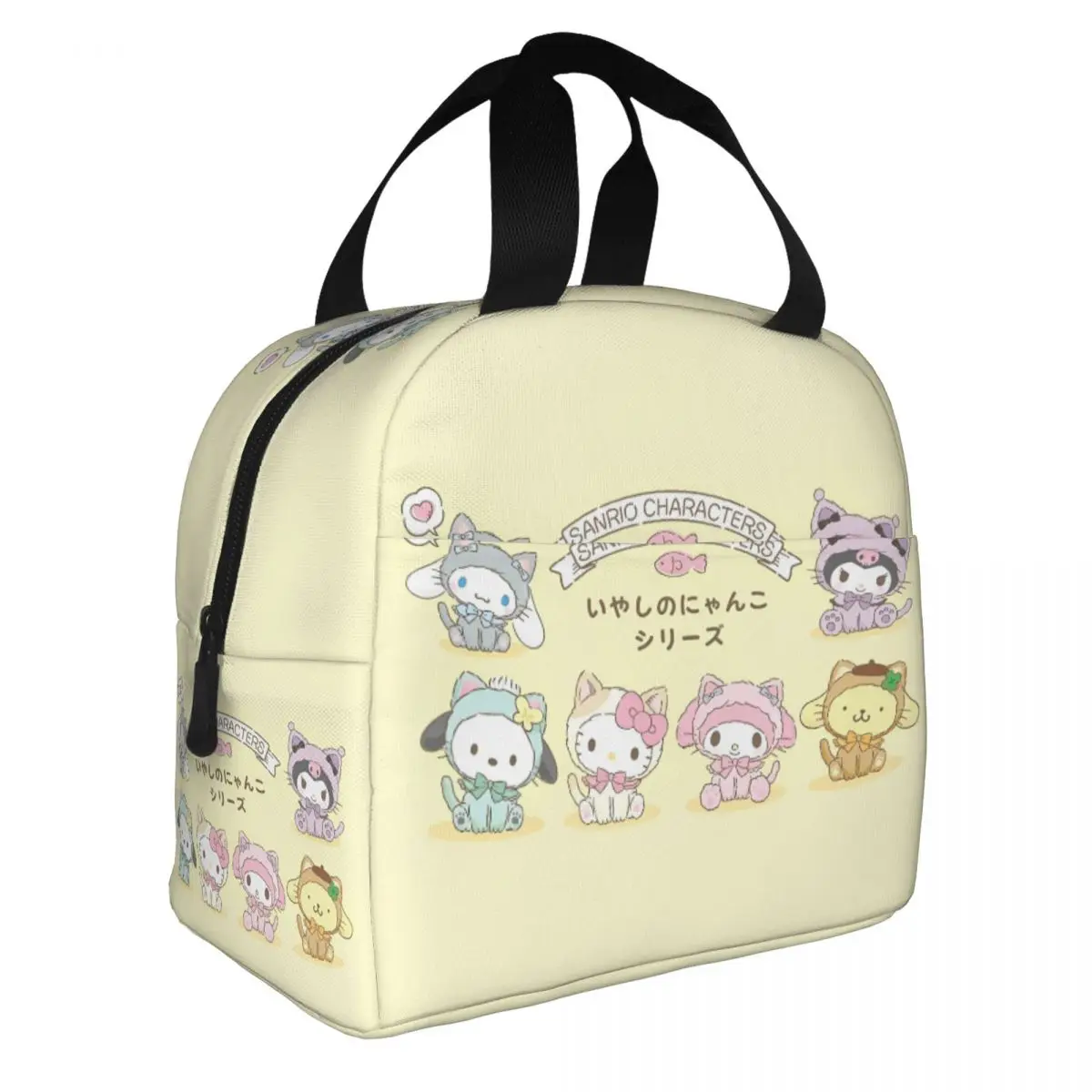 Hello Kitty Kuromi Kawaii Sanrio Anime Insulated Lunch Bag Portable Reusable Thermal Bag Tote Lunch Box School Travel Food Bag